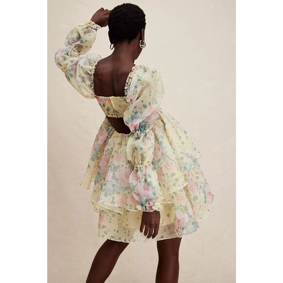 Selkie The Moonlight Puff-Sleeves Mini Dress - L - Picture 2 of 4